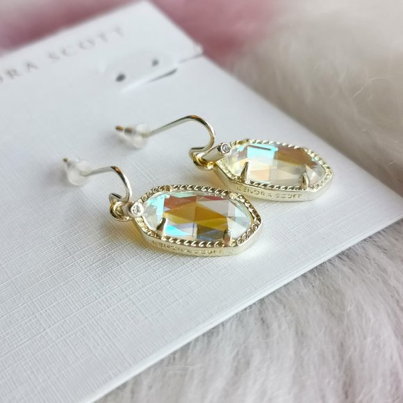 Kendra Scott Lee Gold Earrings Dichroic Glass - Picture 3 of 3